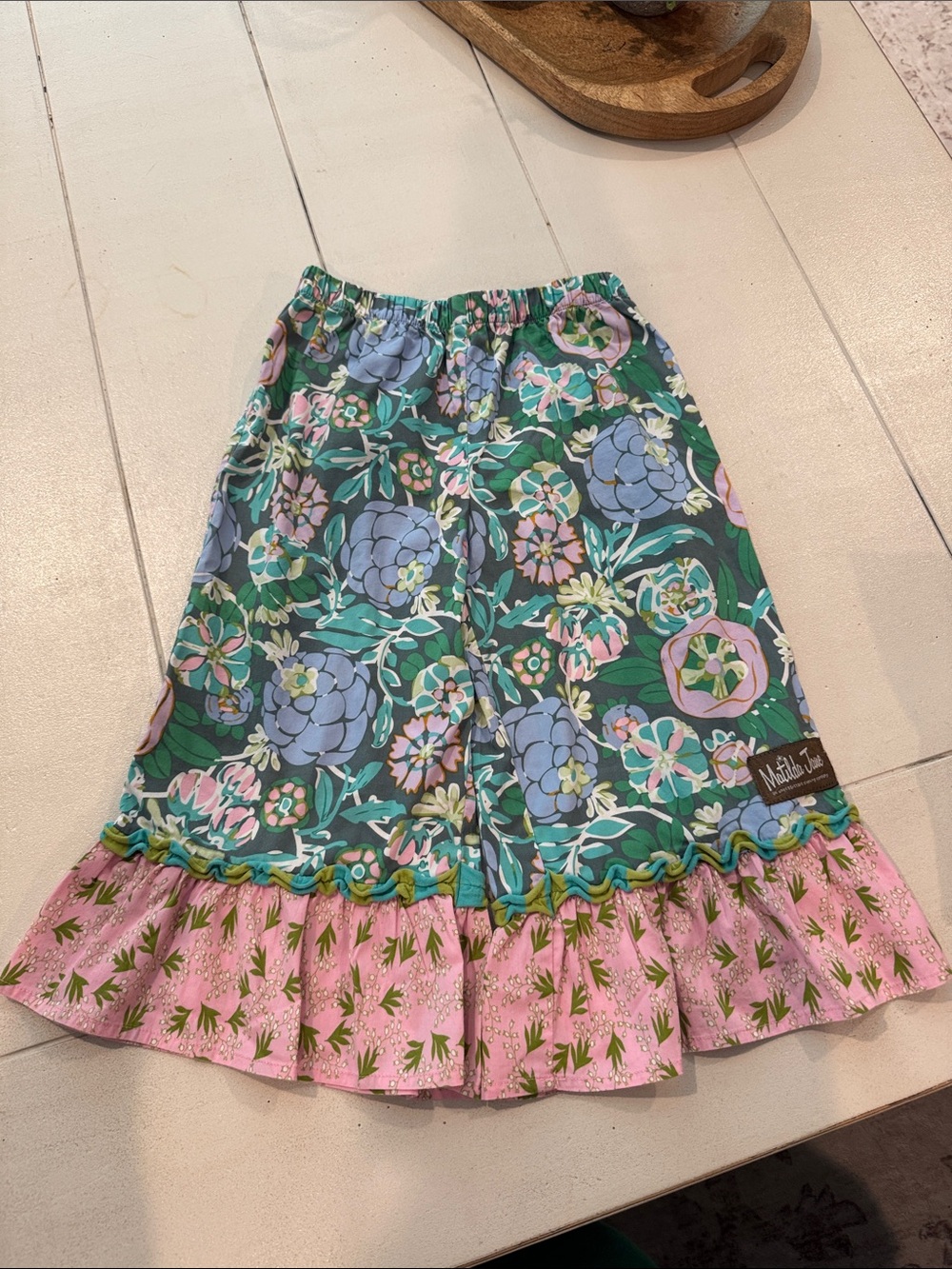 Matilda Jane Green and Pink Floral Ruffle Skirt